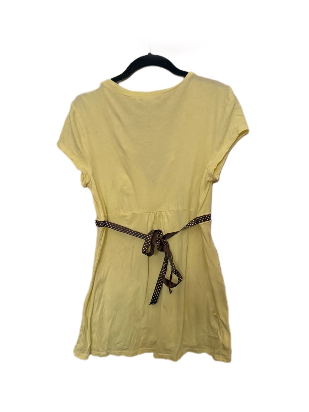 Y2K Vintage Cottage Core Yellow V-neck Tunic Top with Floral Patch Pockets - Picture 2 of 3